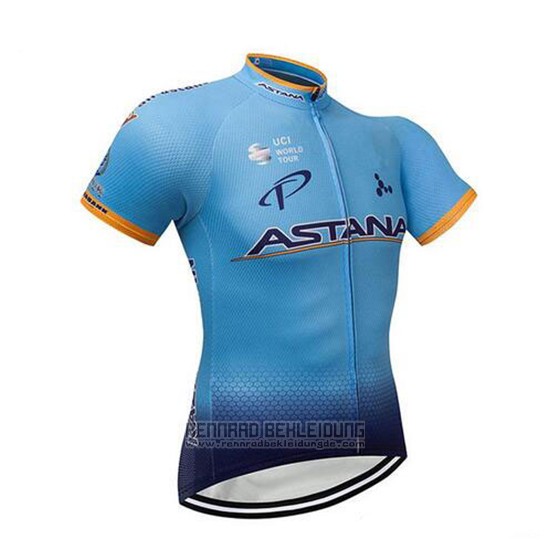 2018 Fahrradbekleidung Astana Dunkel Blau Trikot Kurzarm und Tragerhose